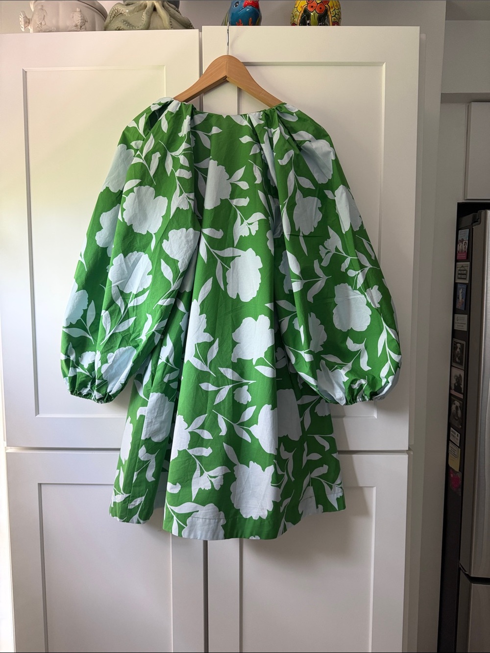 Kate Spade Target Poplin Mini Baby Doll Style Dress Green Rose Garden Size M - Picture 2 of 4